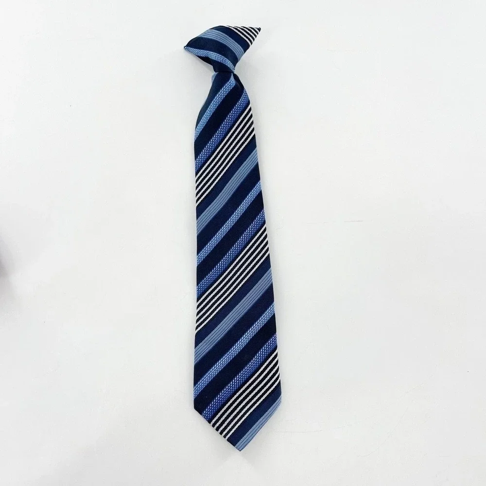 Boys 2 Piece Tie Set‎ Blue Striped Necktie Red Patterned Bow Formal Wear Clip